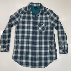 Pendleton Shirt Men’s Medium Blue Shadow Plaid Burnside Cotton Flannel Outdoor